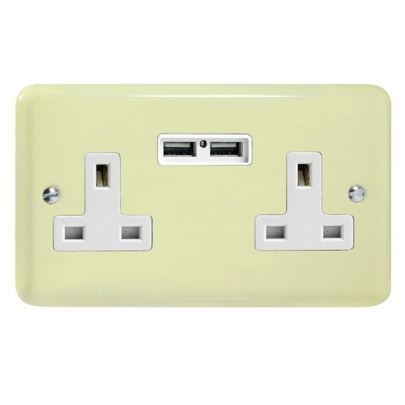 Varilight XY5U2W.WC | White Chocolate Lily Unswitched USB Socket | XY5U2WWC