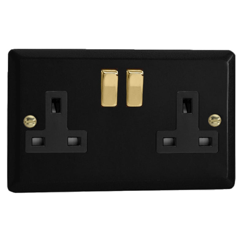 Varilight XY5VB.MB | Matt Black Vogue Double Pole Socket | XY5VBMB