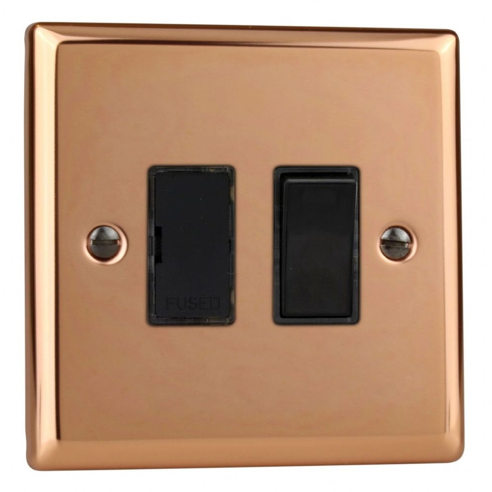 Polished Copper Urban 13A Switched Fused Spur Black Inserts – The ...