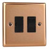 Polished Copper Urban 13A Switched Fused Spur Black Inserts