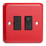 Pillar Box Red Lily 13A Switched Fused Spur with Neon Black Inserts
