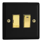 Matt Black Vogue 13A Polished Brass Switched Fused Spur with Neon