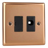 Polished Copper Urban 13A Unswitched Fused Spur with Flex Outlet Black Inserts
