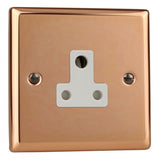 Polished Copper Urban 1 Gang 5A Round Pin Socket White Inserts