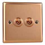 Polished Copper Urban 2 Gang 10A 1 or 2 Way Decorative Toggle Switch