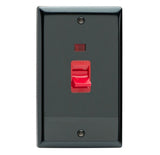 Iridium Black Classic Cooker Switch 45A with Neon (Vertical Twin Plate)